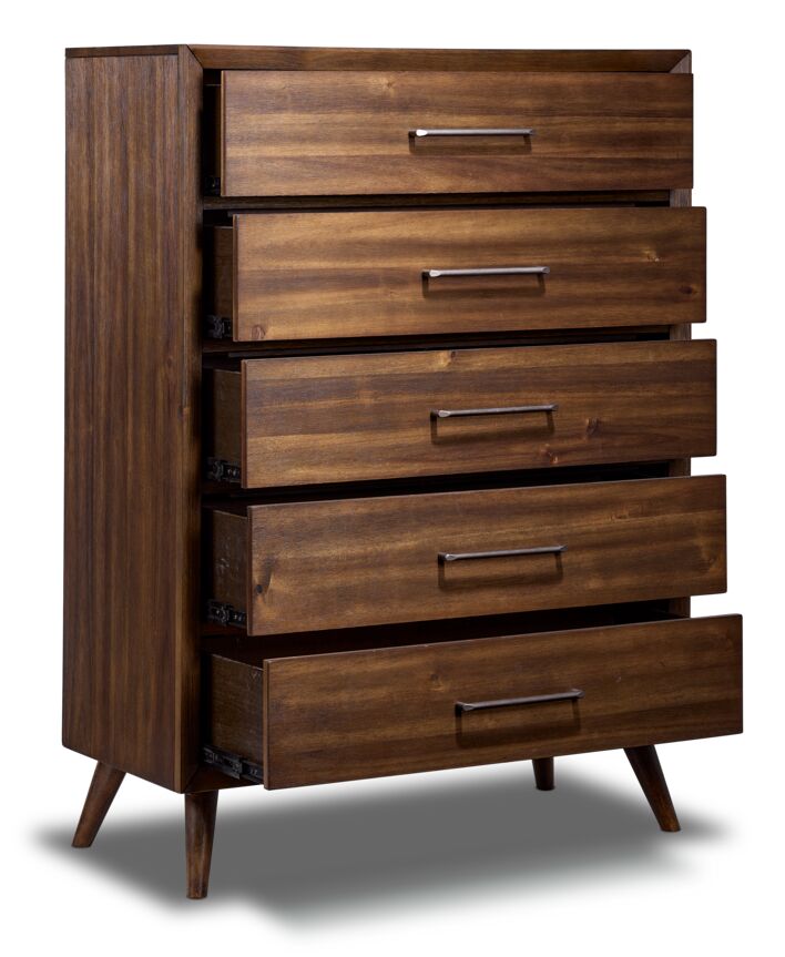 Lotus 5 Drawer Chest - Wire Brushed Brown