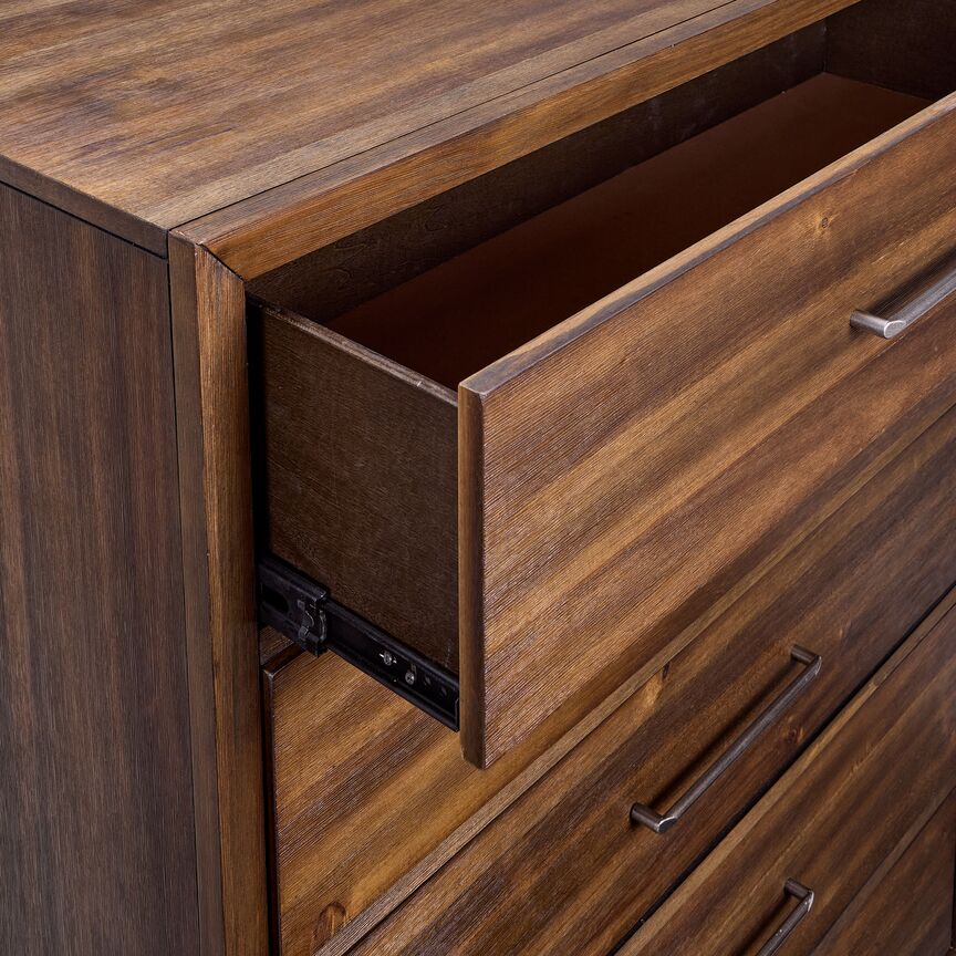 Lotus 5 Drawer Chest - Wire Brushed Brown