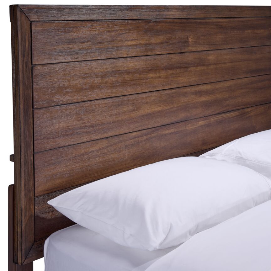 Lotus 3 Piece Queen Panel Storage Bed - Wire Brushed Brown