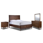 Lotus 6 Piece Queen Panel Storage Bedroom Package - Wire Brushed Brown