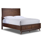 Lotus 3 Piece King Panel Storage Bed - Wire Brushed Brown
