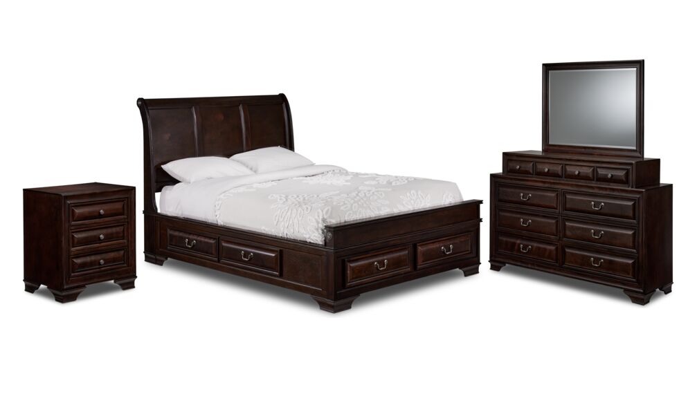 Louis 6-Piece King Storage Bedroom Package - Cherry