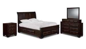 Louis 6-Piece King Storage Bedroom Package - Cherry