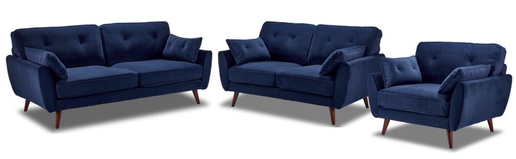 Mallory Sofa, Loveseat and Chair Set- Blue