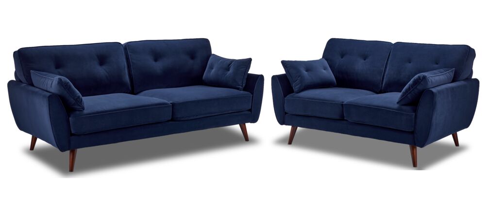 Mallory Sofa and Loveseat Set- Blue