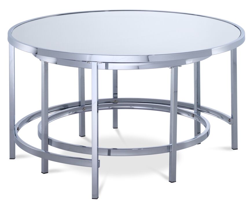 Mira Coffee Table - Mirrored Glass, Silver