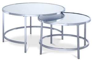 Mira Coffee Table - Mirrored Glass, Silver