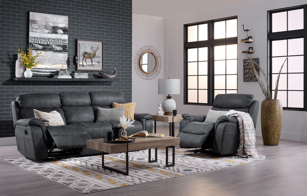 Morrow II Reclining Sofa and Glider Recliner Set - Grey