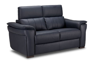 Orlando-Ray Leather Loveseat-Blue