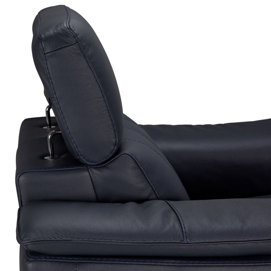 Orlando-Ray Leather Loveseat-Blue
