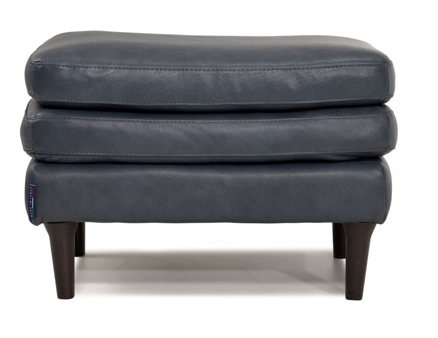 Oscar Leather Ottoman-Blue