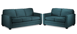 Penelope Sofa and Loveseat Set - Teal