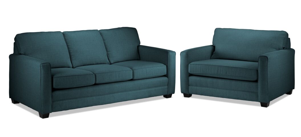 Penelope Sofa and Chair and a Half Set - Teal