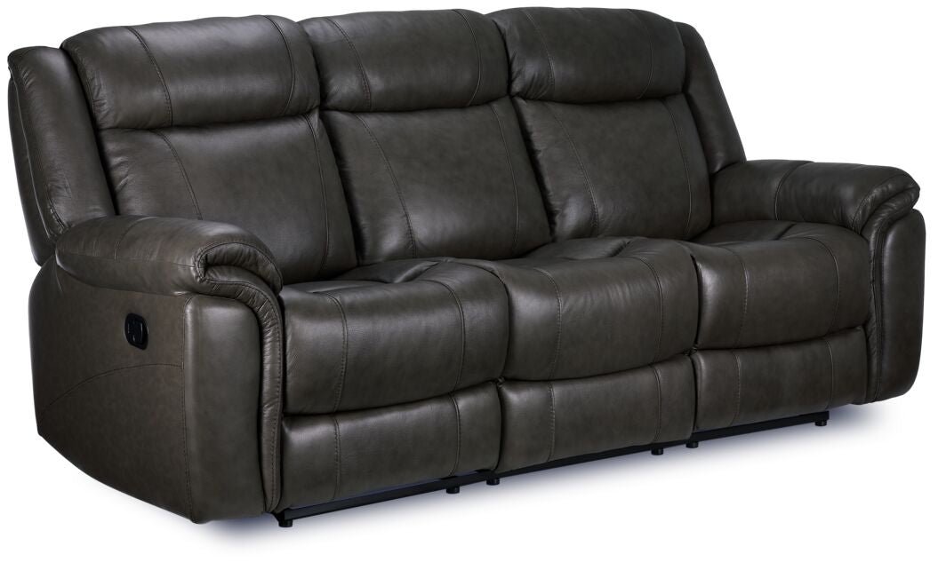 Plaza Reclining Leather Sofa and Loveseat Set - Grey