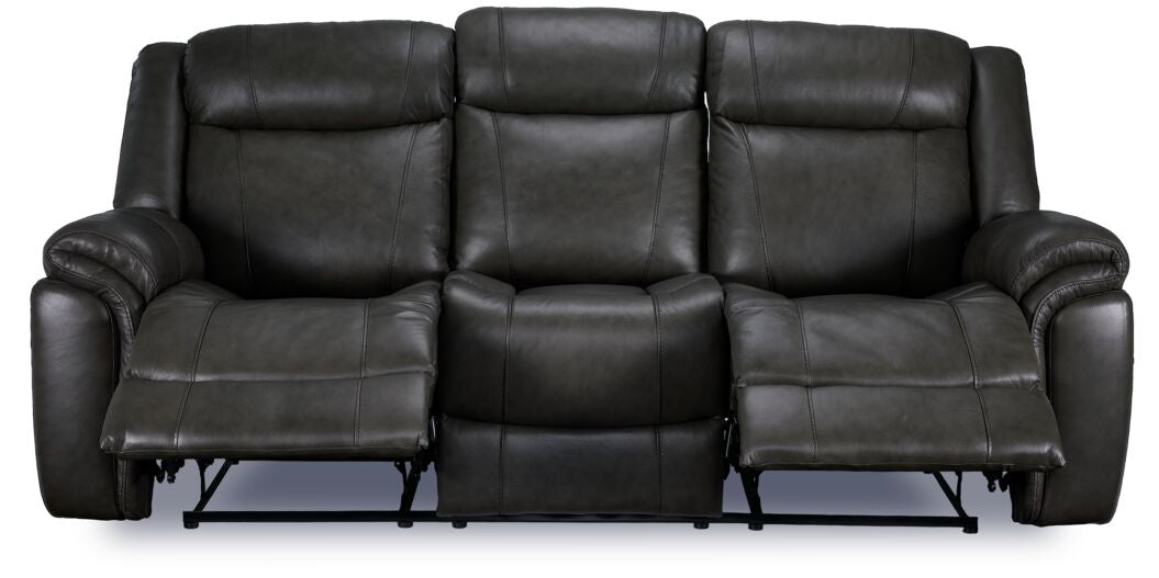 Plaza Reclining Leather Sofa and Rocker Recliner Set - Grey