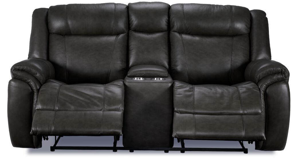 Plaza Reclining Leather Sofa, Loveseat and Rocker Recliner Set - Grey