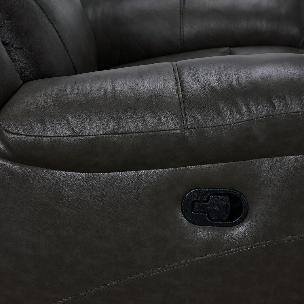 Plaza Reclining Leather Sofa and Rocker Recliner Set - Grey