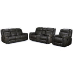 Plaza Reclining Leather Sofa, Loveseat and Rocker Recliner Set - Grey