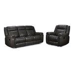 Plaza Reclining Leather Sofa and Rocker Recliner Set - Grey