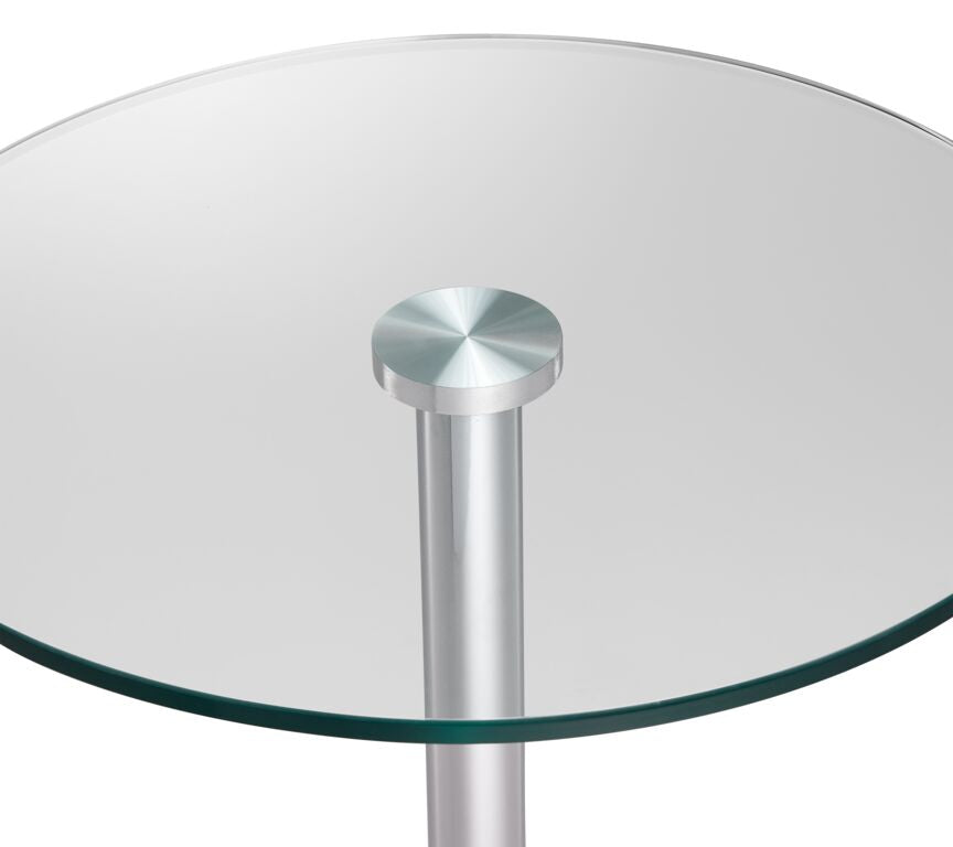 Roxanne Round Dining Counter-Height Table- Glass, Chrome