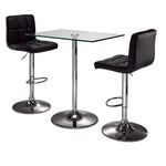 Roxanne 3-Piece Rectangular Dining Set Counter Height - Glass, Chrome, Black