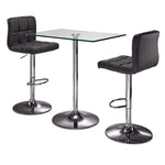 Roxanne 3-Piece Rectangular Dining Set Counter Height - Glass, Chrome, Grey