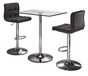 Roxanne 3-Piece Rectangular Dining Set Counter Height - Glass, Chrome, Grey