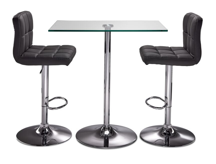 Roxanne 3-Piece Rectangular Dining Set Counter Height - Glass, Chrome, Grey