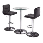 Roxanne 3-Piece Round Dining Set Counter Height - Glass, Chrome, Grey