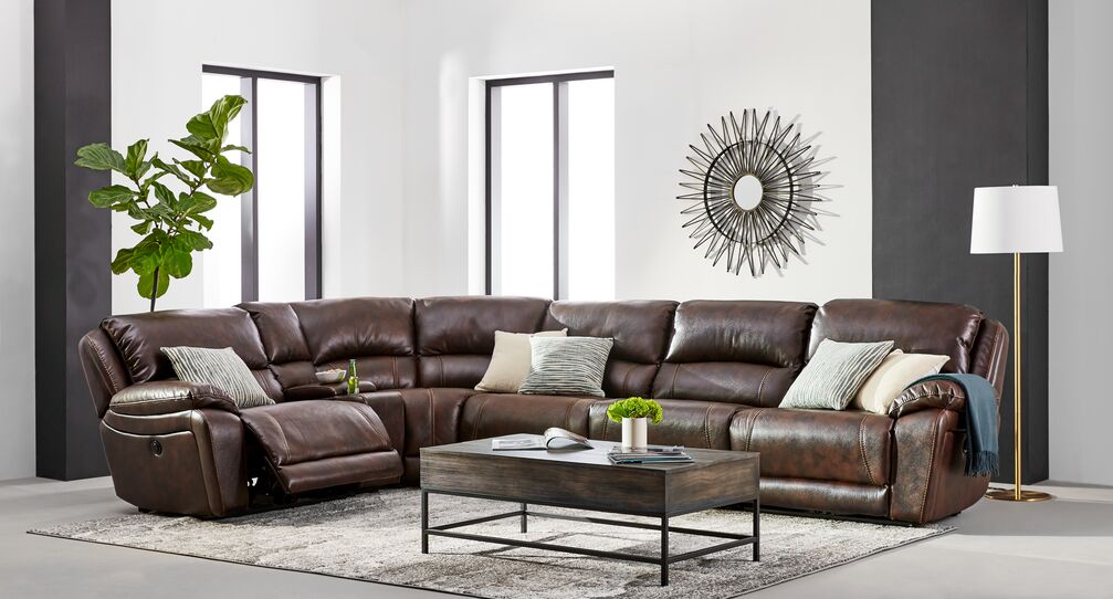 Santorini 6-Piece Power Reclining Sectional - Walnut