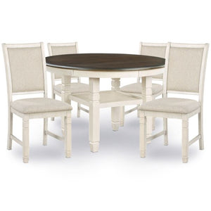 Savanah 5-Piece Dining Set - Antique White and Brown