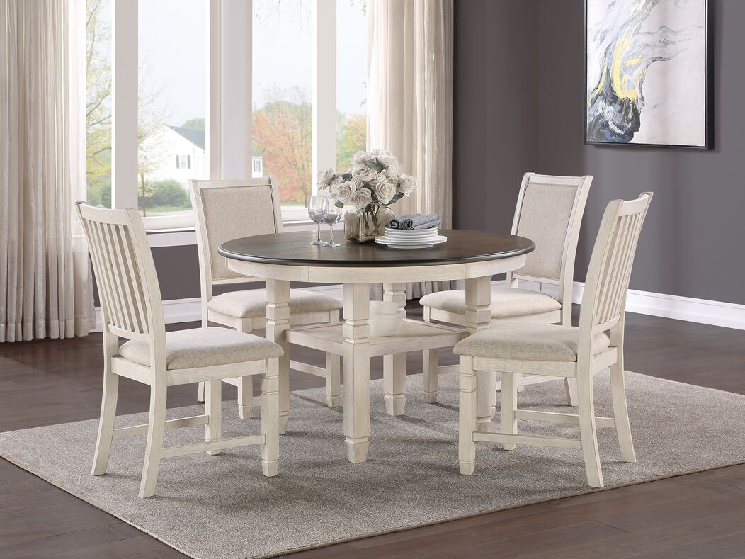 Savanah 5-Piece Dining Set - Antique White and Brown