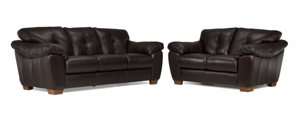Sloane Leather Sofa and Loveseat Set- Chocolate
