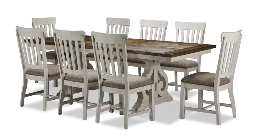 Tanner 9-Piece Dining Set - Rustic White
