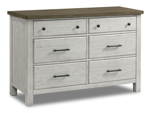 Timber Ridge 6 Drawer Dresser - Weathered White