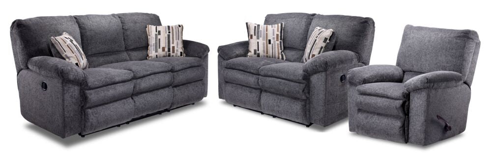 Tosh Reclining Sofa, Loveseat and Chair-Pewter