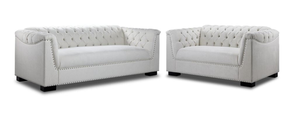 Veronica 2 Pc. Living Room Package w/ Loveseat - Cream