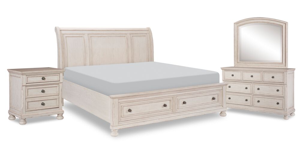 Windchester 6-Piece King Storage Bedroom Set - Antique White