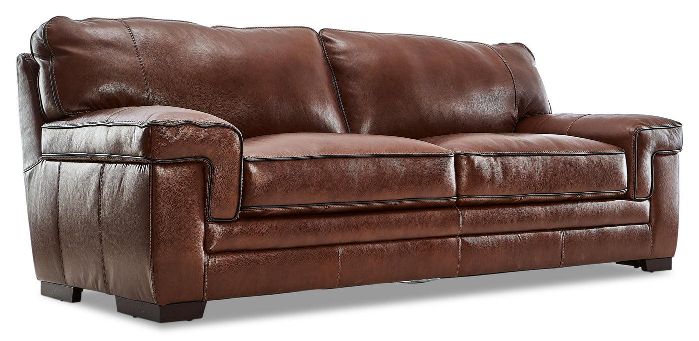 Stampede Leather Sofa, Loveseat and Chair Set - Chestnut