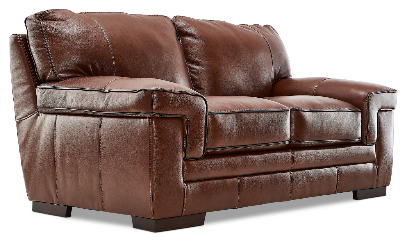 Stampede Leather Sofa and Loveseat Set - Chestnut