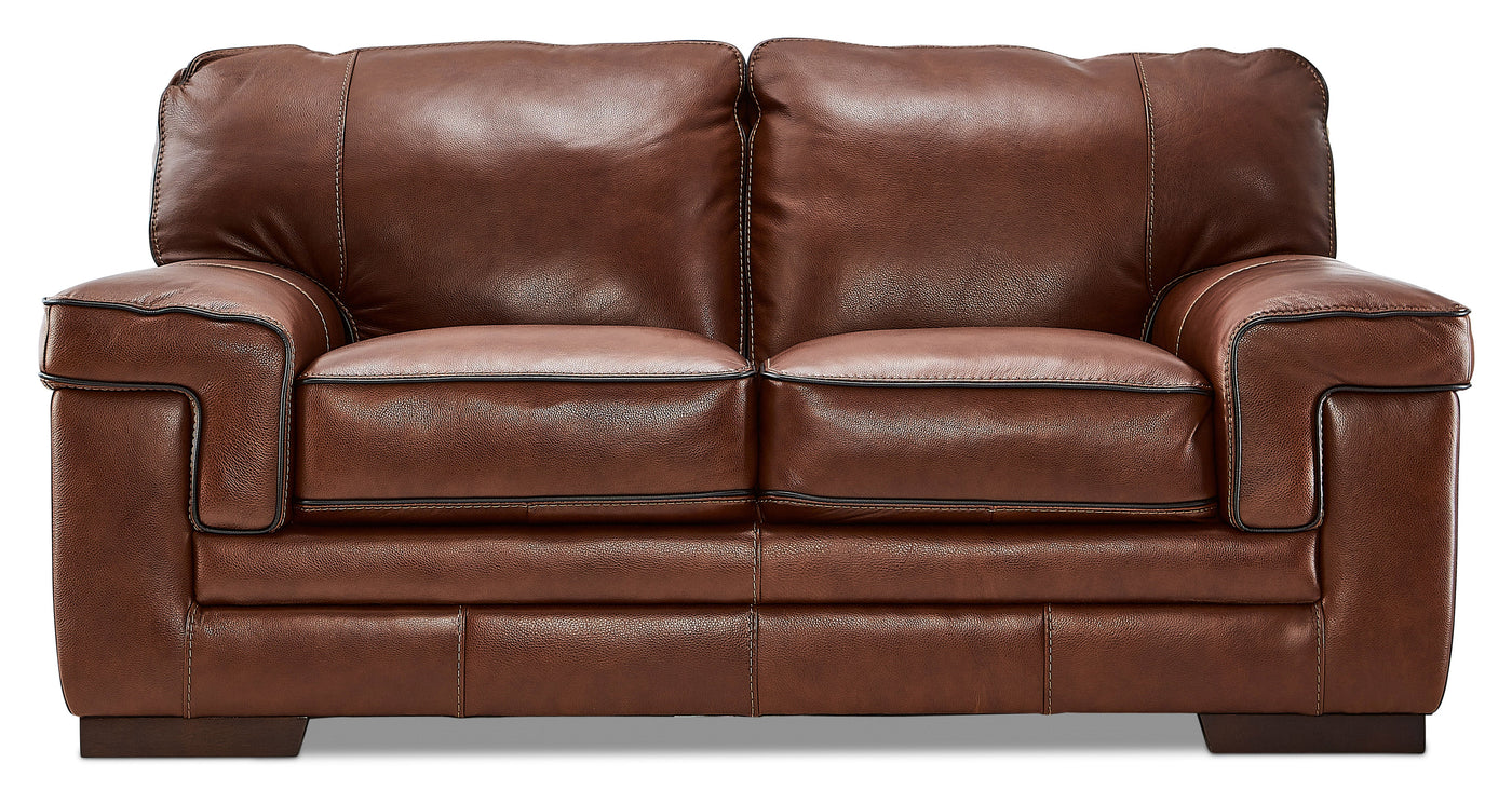 Stampede Leather Loveseat - Chestnut