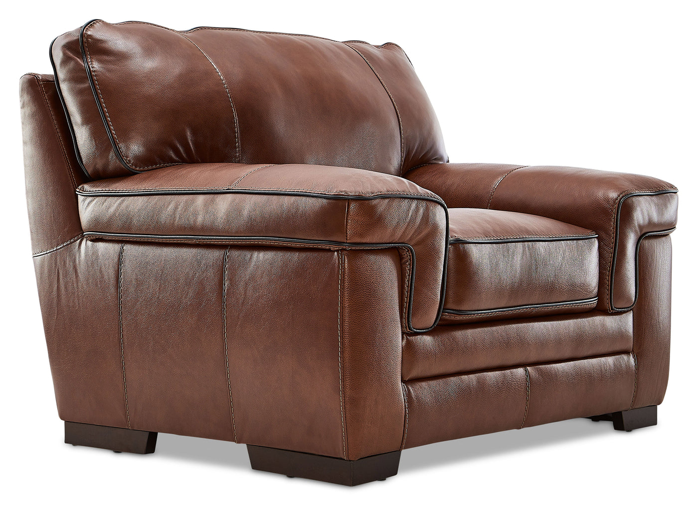 Stampede Leather Sofa, Loveseat and Chair Set - Chestnut