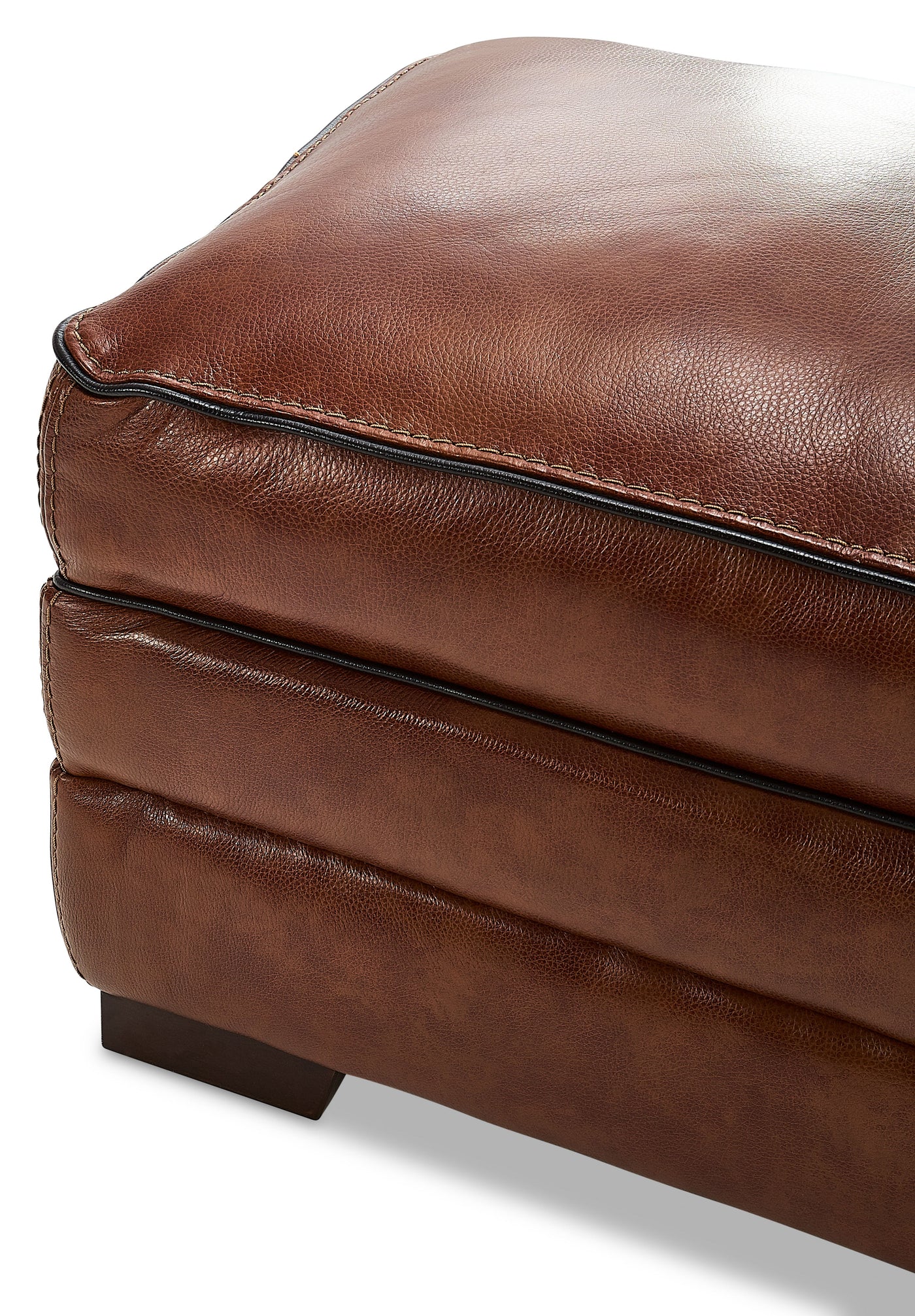 Stampede Leather Ottoman - Chestnut