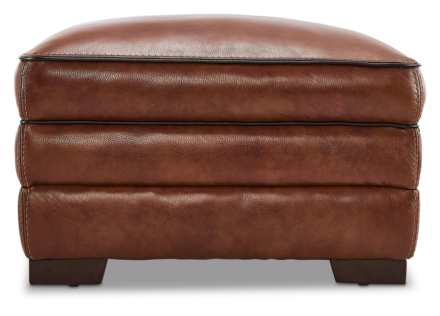 Stampede Leather Ottoman - Chestnut