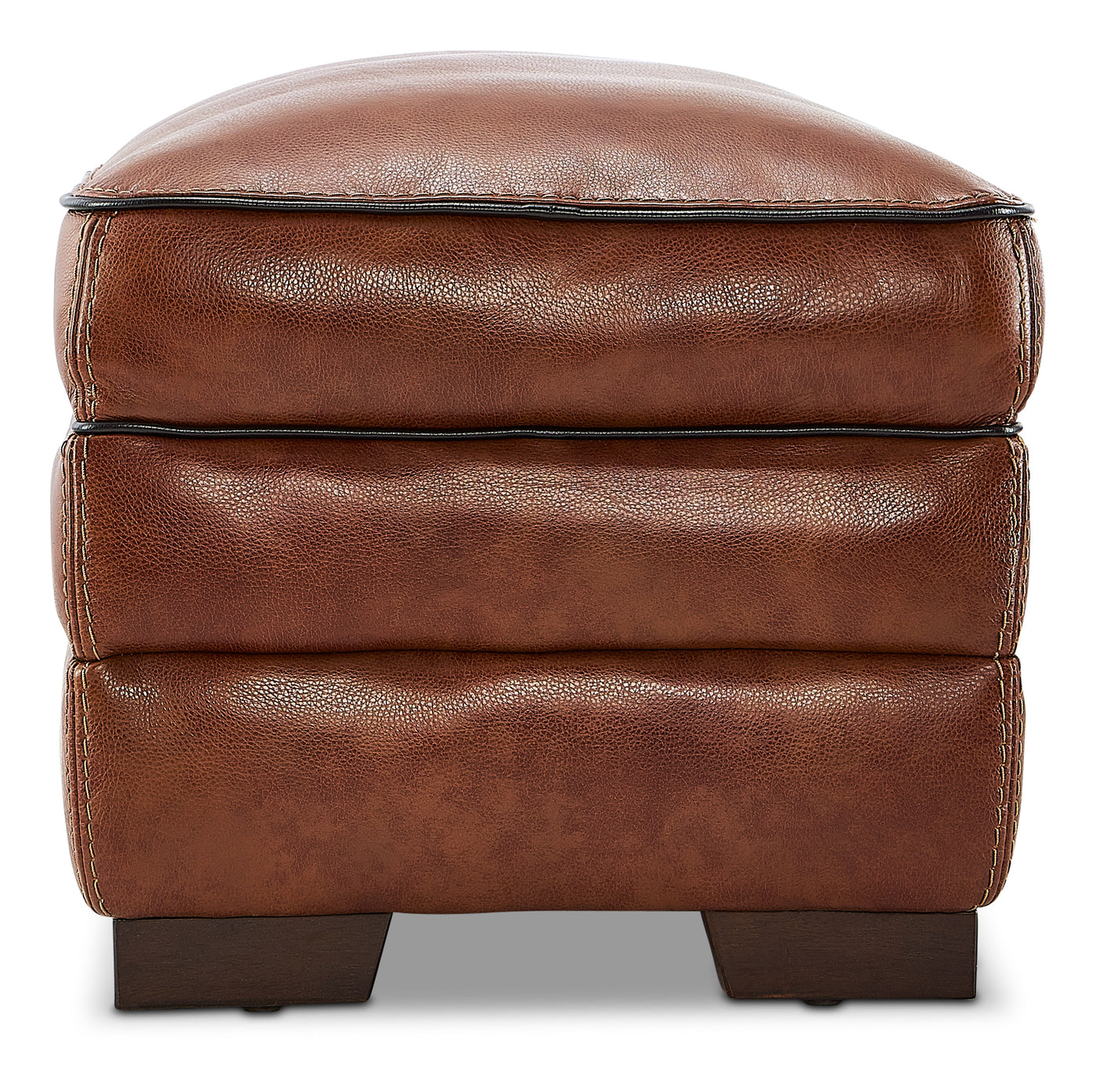 Stampede Leather Ottoman - Chestnut