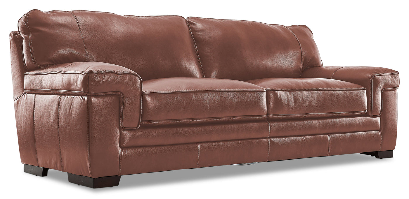 Stampede Leather Sofa and Chair Set - Chestnut