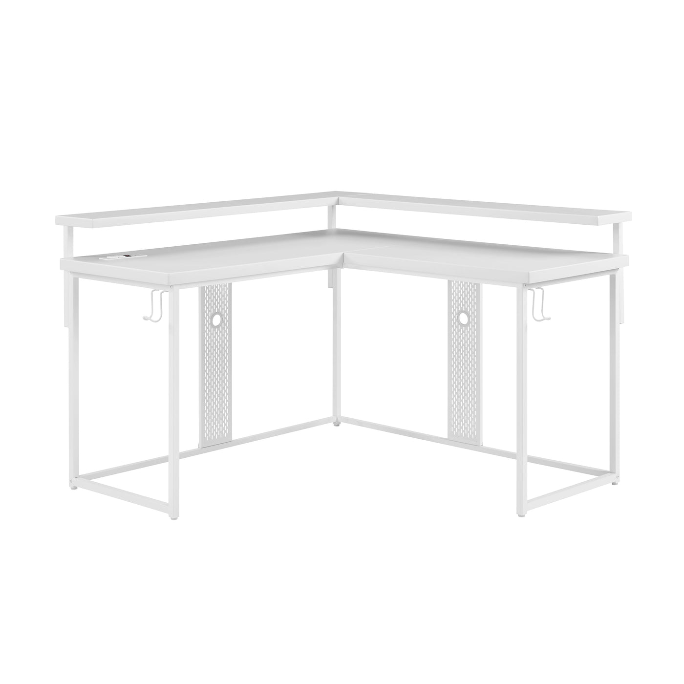 Vega L-Shape Gaming Desk - White-on-White