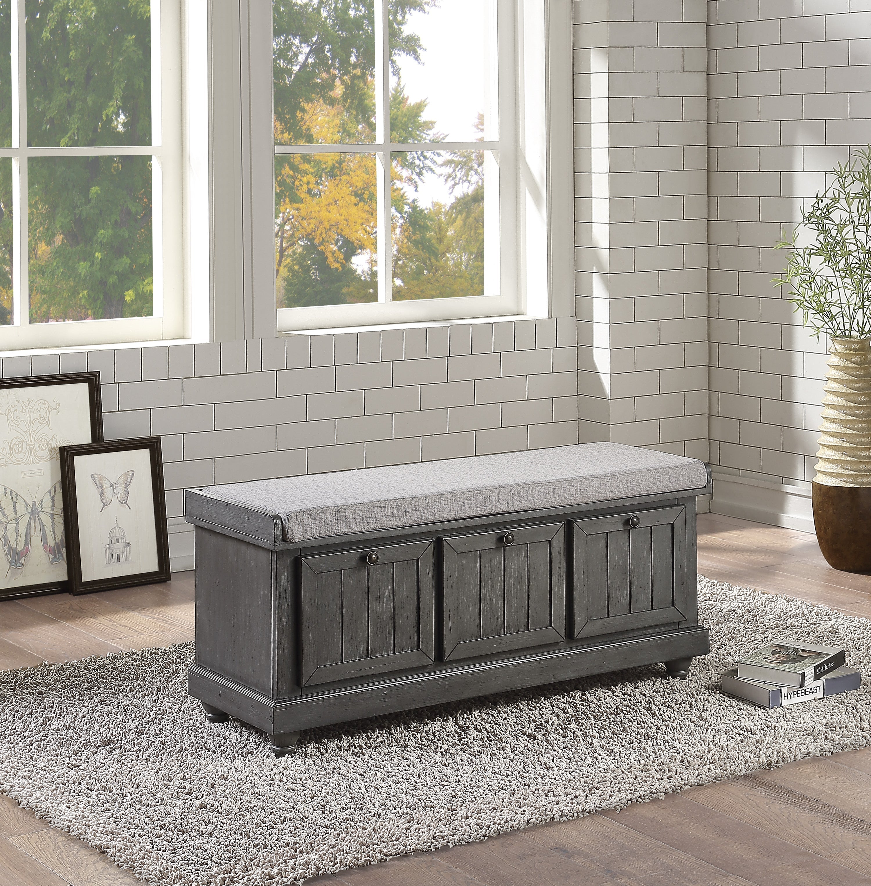 Woodwell Storage Bench - Grey