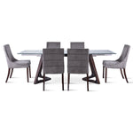Zyer 7-Piece Dining Set- Glass, Merlot and Graphite