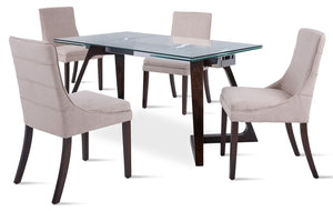 Zyer 5-Piece Dining Set - Merlot, Beige